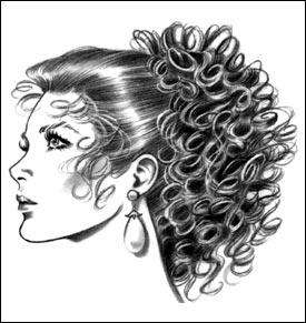 Style# 293 Super curly Hair Extensions on banana comb clip; synthetic fiber hair; adds lots of curls crown to nape.